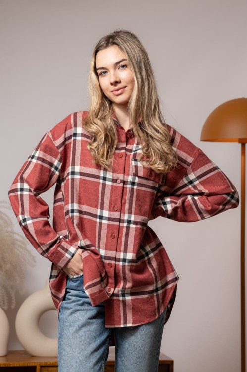 Koszula flanelowa, AMELIA RUSTY RED