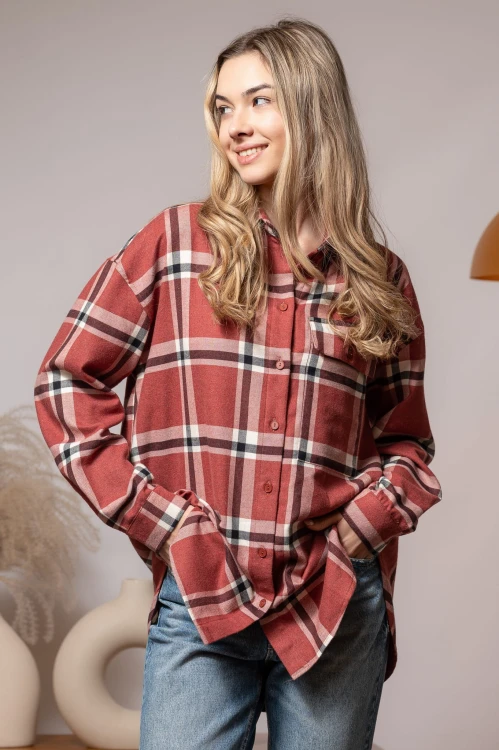 Koszula flanelowa, AMELIA RUSTY RED