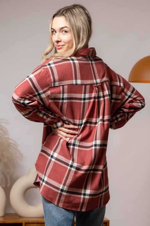 Koszula flanelowa, AMELIA RUSTY RED