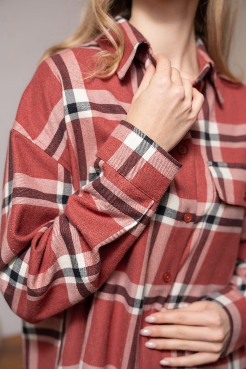 Koszula flanelowa, AMELIA RUSTY RED