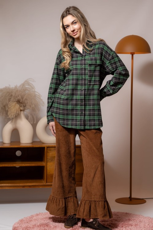 Koszula flanelowa, AMELIA FOREST GREEN