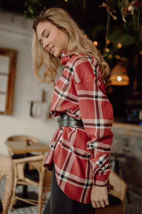 Koszula flanelowa, AMELIA RUSTY RED
