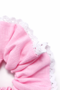 Gumka scrunchie z koronką, LINEN BABY PINK