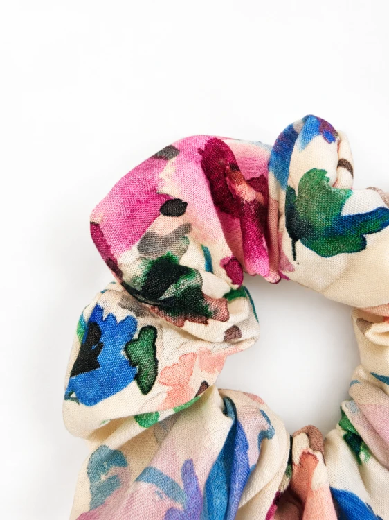 Gumka scrunchie, COTTON HELENA PASTEL FLORAL