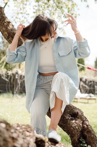 Koszula lniana, AMELIA SKY BLUE