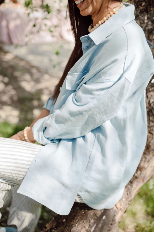 Koszula lniana, AMELIA SKY BLUE
