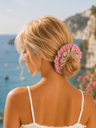 Ozdobna gumka scrunchie z koronką, PINK BOUQUET