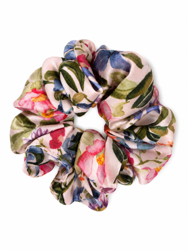 Gumka scrunchie z jedwabiem, FLORAL BLUE SPRING