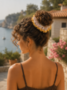 Ozdobna gumka scrunchie z koronką, YELLOW BOUQUET