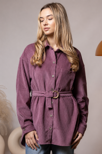 Koszula sztruksowa z paskiem, AMELIA MAUVE