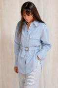 Koszula lniana z paskiem, AMELIA SKY BLUE