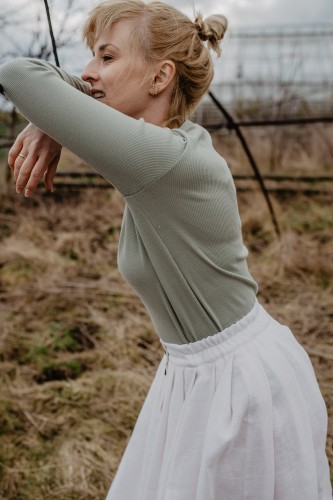 Prążkowany longsleeve zielony