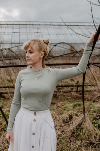 Prążkowany longsleeve zielony