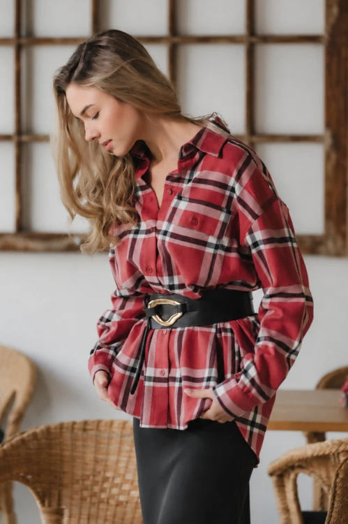 Koszula flanelowa, AMELIA RUSTY RED