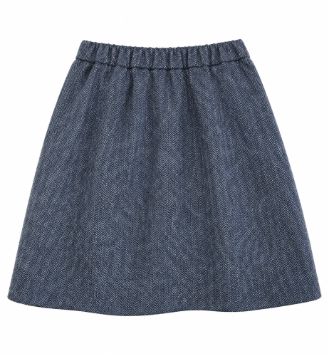 Wełniana spódniczka mini w granatową jodełkę z wełny merino