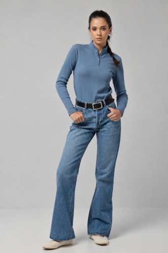 Prążkowany półgolf, DENIM BLUE