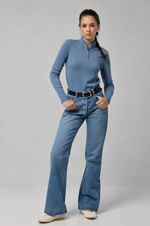 Prążkowany półgolf, DENIM BLUE