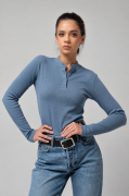 Prążkowany półgolf, DENIM BLUE