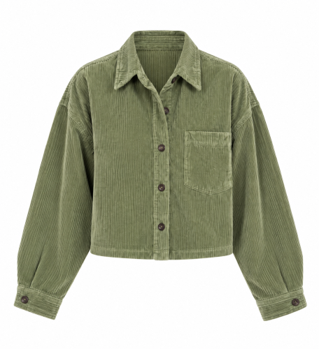 Koszula sztruksowa krótka, AMELIA, SAGE OLIVE GREEN
